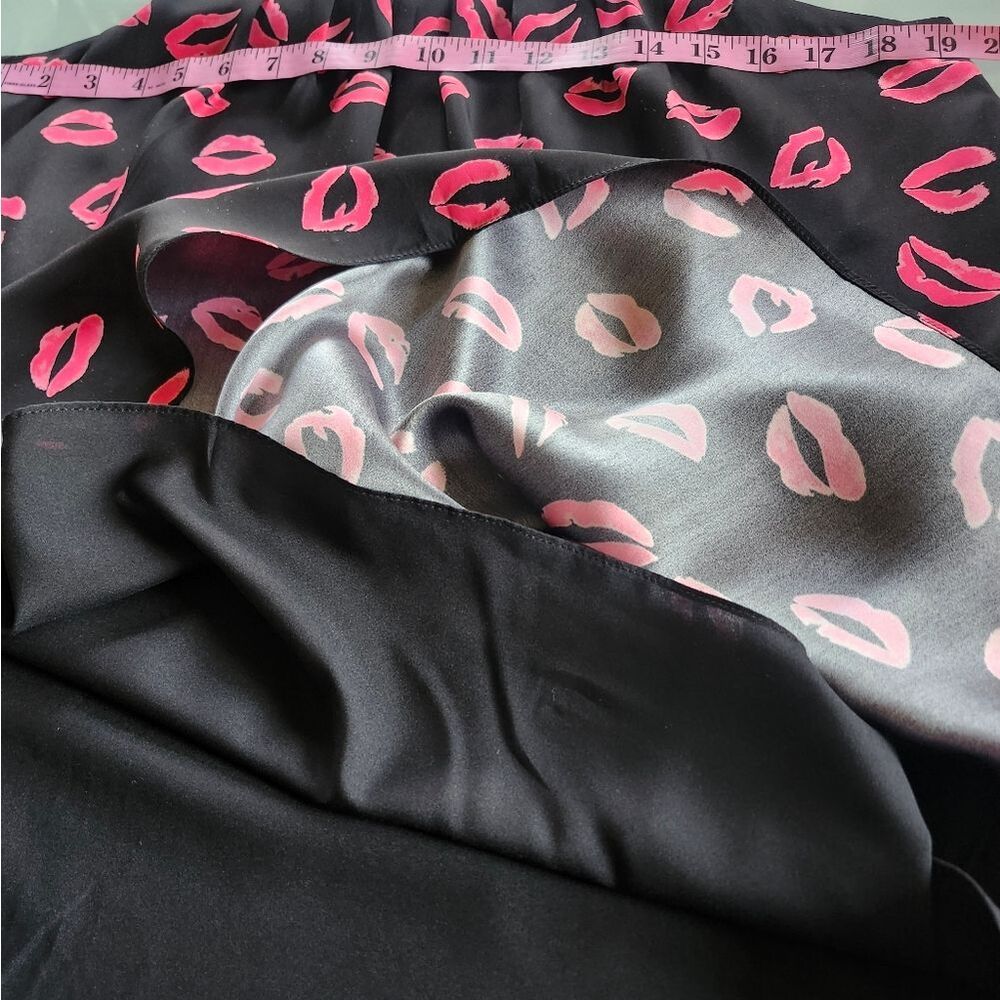 Milly Silk Hot Pink And Black Lips Tunic  Seen On The Carrie Diaries Size 8 - Picture 9 of 11